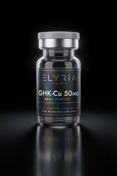 GHK-Cu 50 mg lyophilized research vial by Elyria Bio