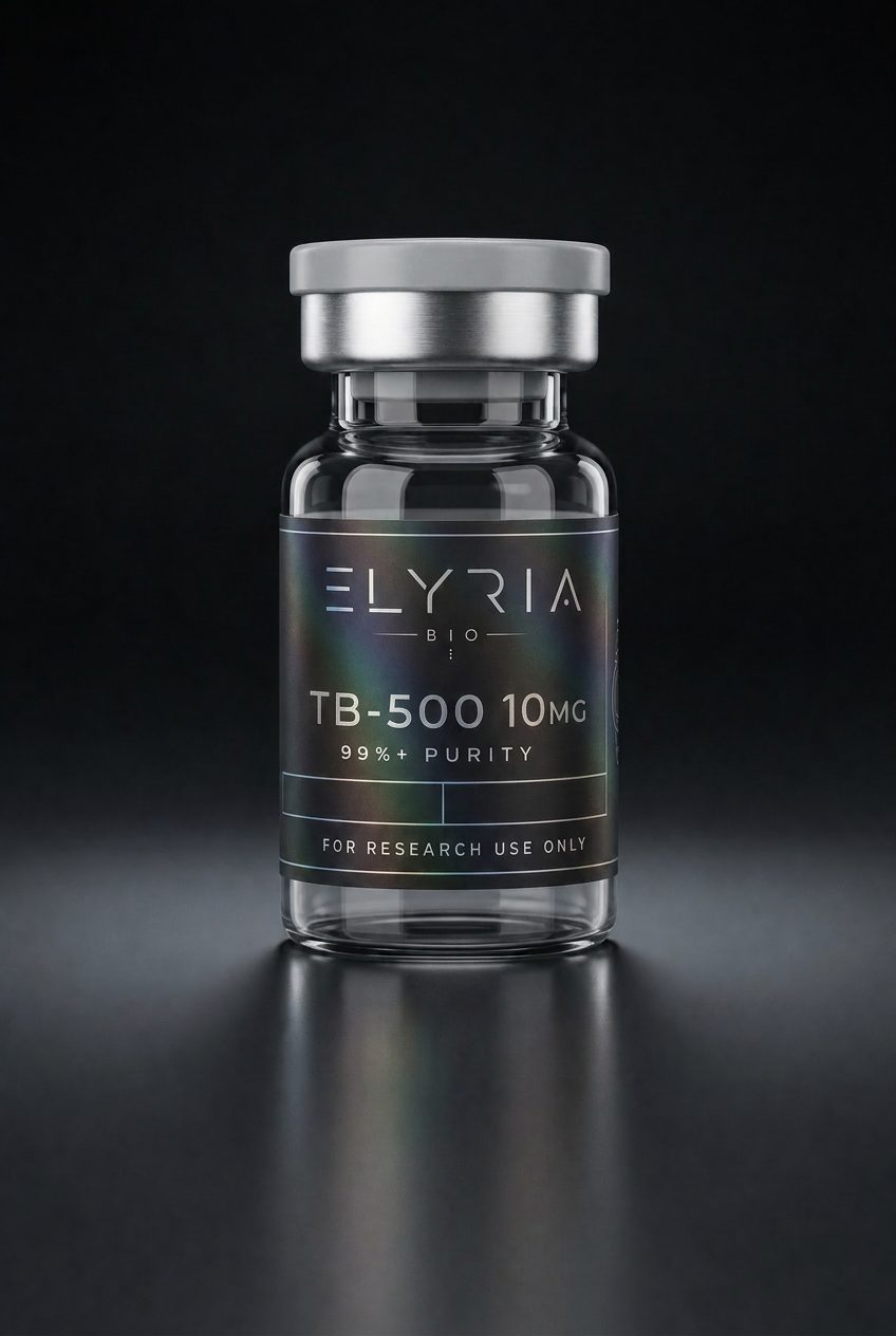 TB-500 10 mg lyophilized research vial by Elyria Bio